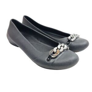 Crocs Women's Size 7 Black Dianna Embellished Ballet Flat